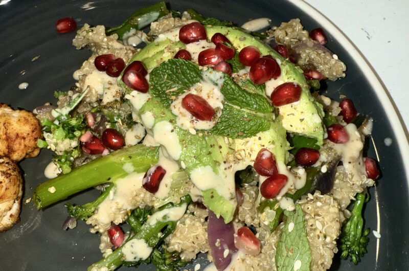 Quinoa with Tenderstem Broccoli, Red Onion, Spring Onions & Tahini Dressing
